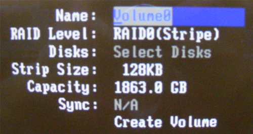 RAID BIOS Screen